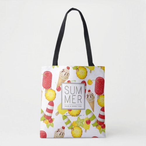 Summer Fruits and Ice_Cream Fun Tote Bag