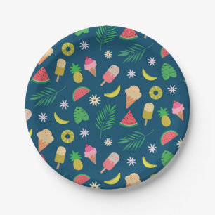 Summer fruits and ice cream  pattern paper plates