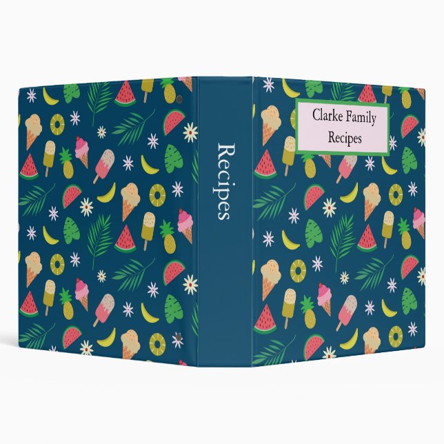 Summer fruits and ice cream  Recipes  3 Ring Binder (Background)