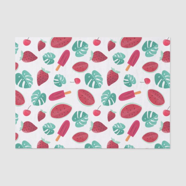 Summer Fruits and Palm Leaves Tissue Paper (Front)