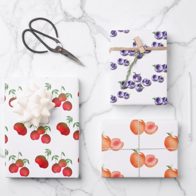 Summer Fruits Assorted Wrapping Paper Sheets (Front)