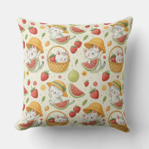 Summer Fruits Cat Pattern - Picnic Design for Kids