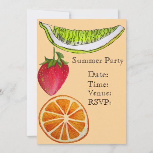 Summer fruits cocktail garden party celebration invitation