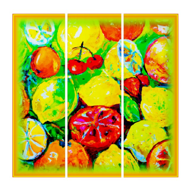 "Summer Fruits" Cute Art. Buy Now  Triptych (Front)