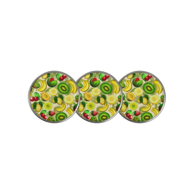 Summer Fruits Juicy Pattern Golf Ball Marker (3 Up)