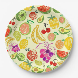 Summer fruits paper plates