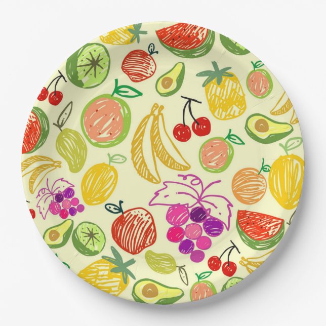 Summer fruits paper plates (Front)