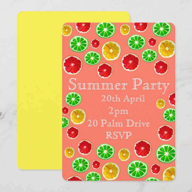 Summer fruits picnic garden party celebration invitation (Front/Back)