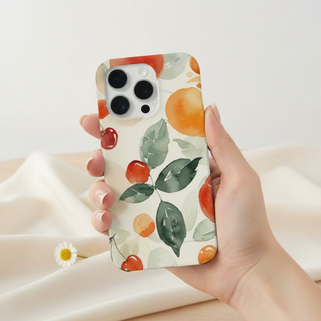 Summer Fruits Watercolor Girly Collage Fruit Cute iPhone Case (Creator Uploaded)