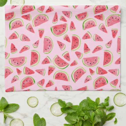 Summer Fruity Fun Watermelons Watercolor Colorful Kitchen Towel