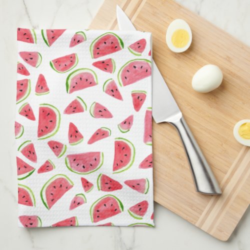 Summer Fruity Fun Watermelons Watercolor Colorful Kitchen Towel