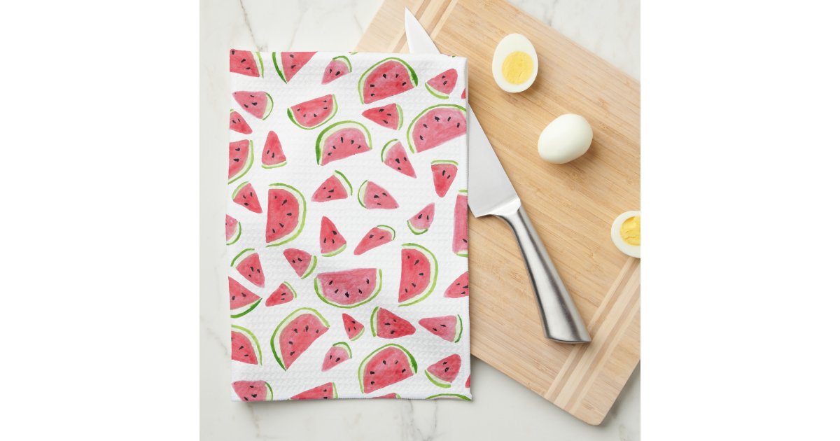 Summer Fruity Fun Watermelons Watercolor Colorful Kitchen Towel | Zazzle
