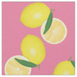 Summer Fruity Yellow Lemons on Pink Fabric