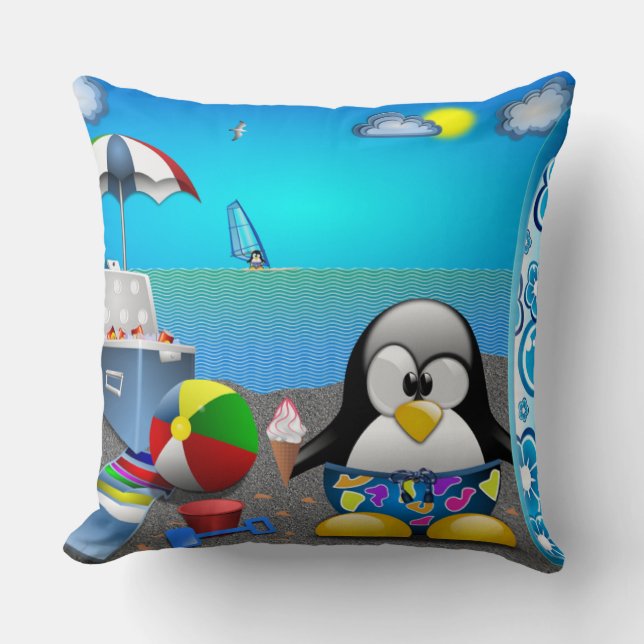 SUMMER FUN AT THE BEACH THROW PILLOW (Front)