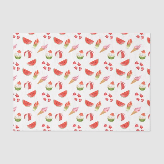 Summer Fun Beach Ball (Design 32 Red Series) Tissue Paper (Front)
