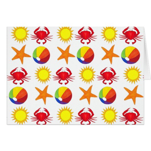Summer Fun Beach Crab Starfish Sun Vacation Cards (Front Horizontal)