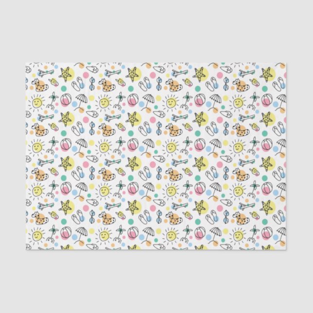 Summer Fun Beach Doodles Decoupage Tissue Paper (Front)