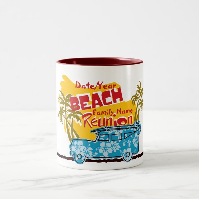Summer Fun Beach Family Reunion Customizable Mug (Center)