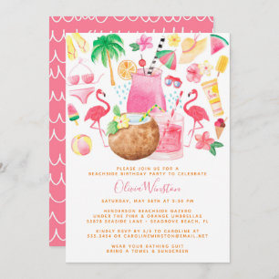 Summer Fun Beach Lover Birthday Party Invitation