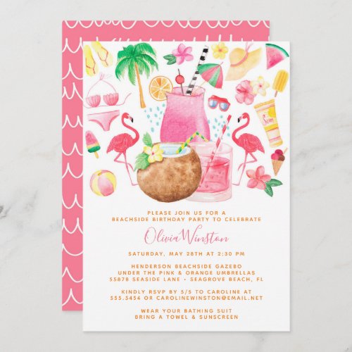 Summer Fun Beach Lover Birthday Party Invitation