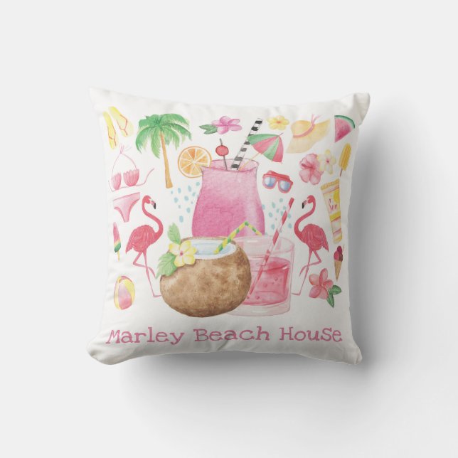 Summer Fun Beach Lover Throw Pillow (Front)