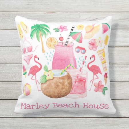 Summer Fun Beach Lover Throw Pillow