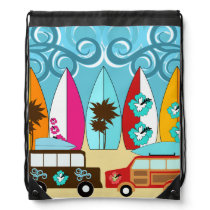 Summer Fun Beach Surfboards Hippie Vans Cinch Bag Summer Fun Beach Surfboards Hippie Vans Cinch Bag