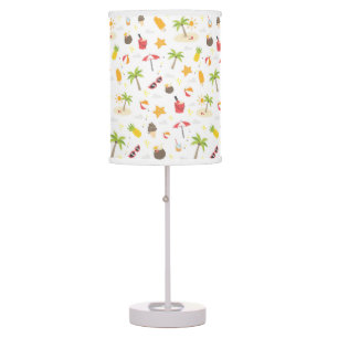 Summer Fun Beach Theme Pattern Palm Tree Starfish Table Lamp