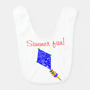 Summer Fun Blue Kite Crescent Moons Bib