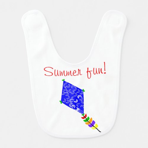 Summer Fun Blue Kite Crescent Moons Bib