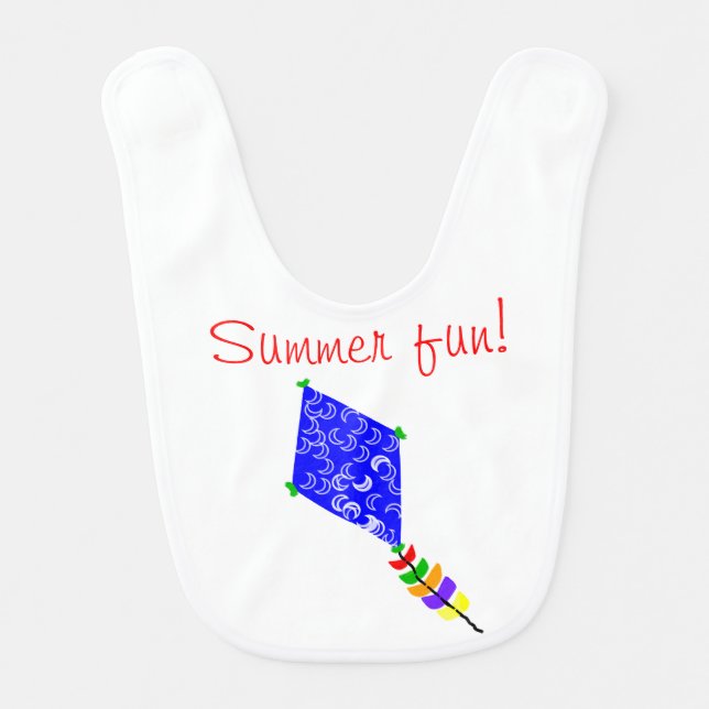 Summer Fun Blue Kite Crescent Moons Bib (Front)