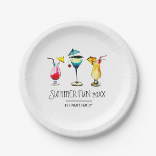 Summer Fun Cocktail Drinks Personalized Paper Plates