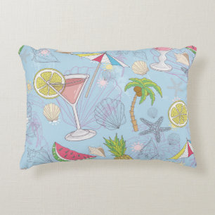 Summer Fun, Cocktail Seamless Pattern. Accent Pillow