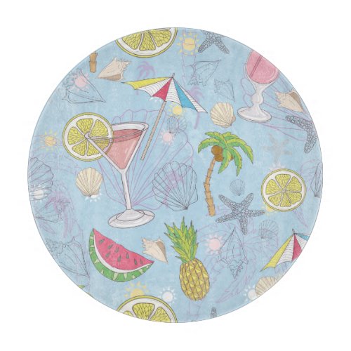 Summer Fun Cocktail Seamless Pattern Cutting Board