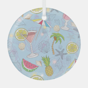 Summer Fun, Cocktail Seamless Pattern. Glass Ornament