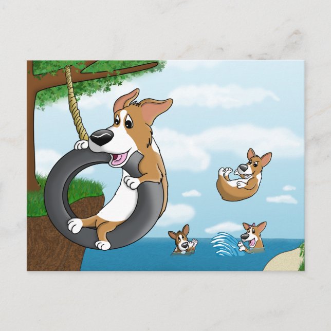 Summer Fun Corgi Postcard (Front)