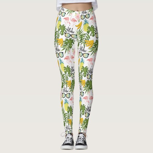 Summer Fun Cute Tropical Pattern Leggings