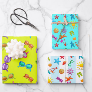 Summer Fun Design Girl’s Party Wrapping Paper Sheets