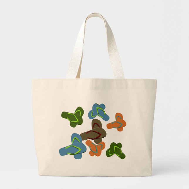 Summer Fun Flip Flops Large Tote Bag (Front)