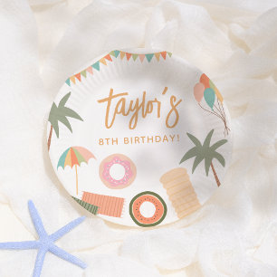 Summer Fun Girl Pool Birthday Party Paper Plates