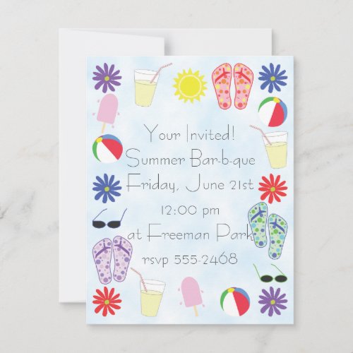 Summer Fun Custom Invitations