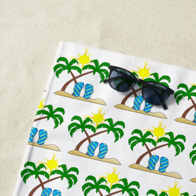  Summer Fun Kids Palm Trees and Flip-Flop  Beach Towel (In Situ)