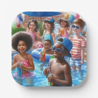 Summer Fun Kids Pool Party  Paper Plates