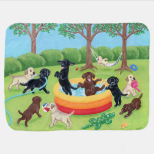 Summer Fun Labradors Painting Baby Blanket