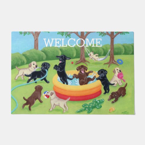 Summer Fun Labradors Painting Doormat