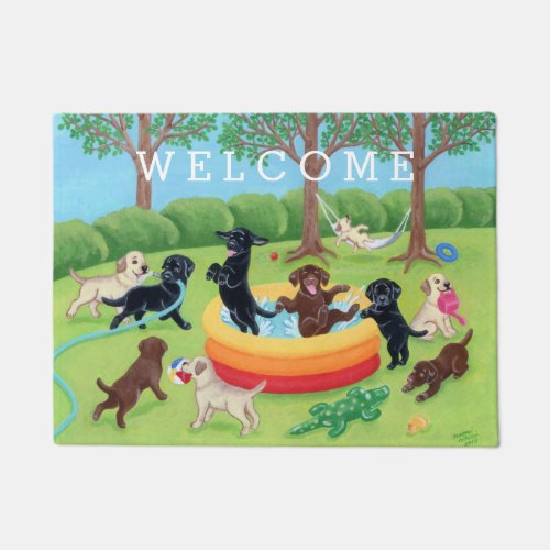 Summer Fun Labradors Painting Doormat