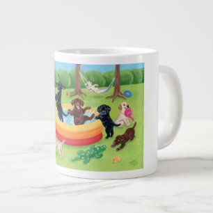Summer Fun Labradors Painting Giant Coffee Mug