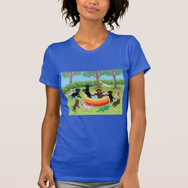Summer Fun Labradors Painting T-Shirt (Front)
