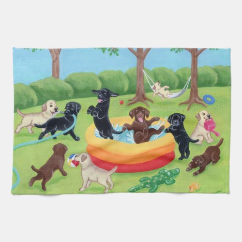 Summer Fun Labradors Painting Towel