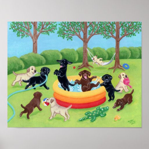 Summer Fun Labradors Poster 